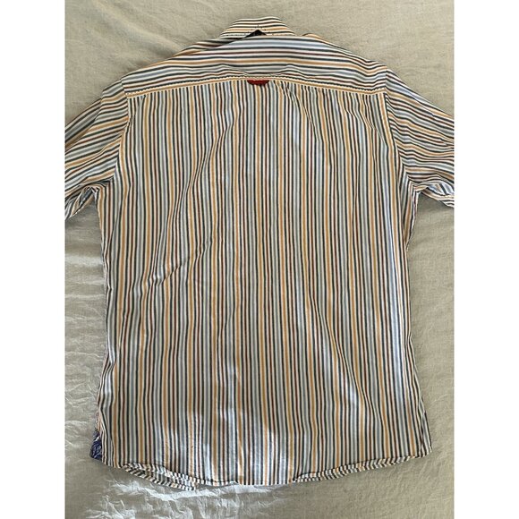 7 Downie St. Mens Button Up Shirt Size 4 US L Striped Paisley Flip Cuff Preppy - Picture 8 of 8